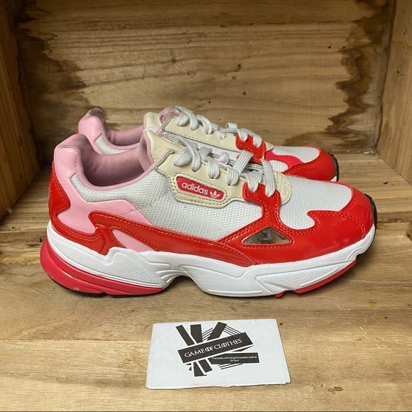 adidas Shoes - adidas Women's Red Pink White Falcon Sneakers
